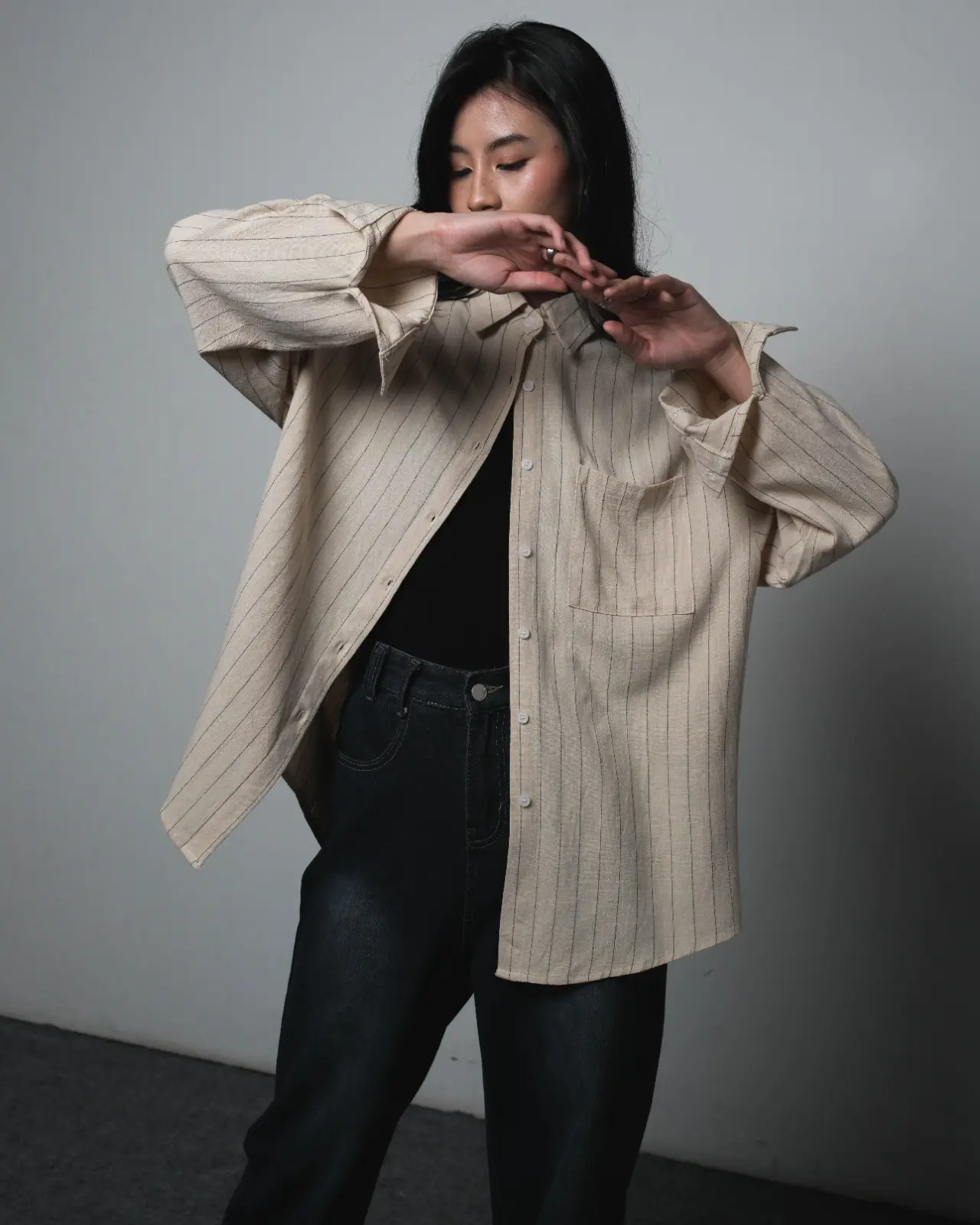 Quinara Stripe Shirt Kode 2033 Cream - Image 4