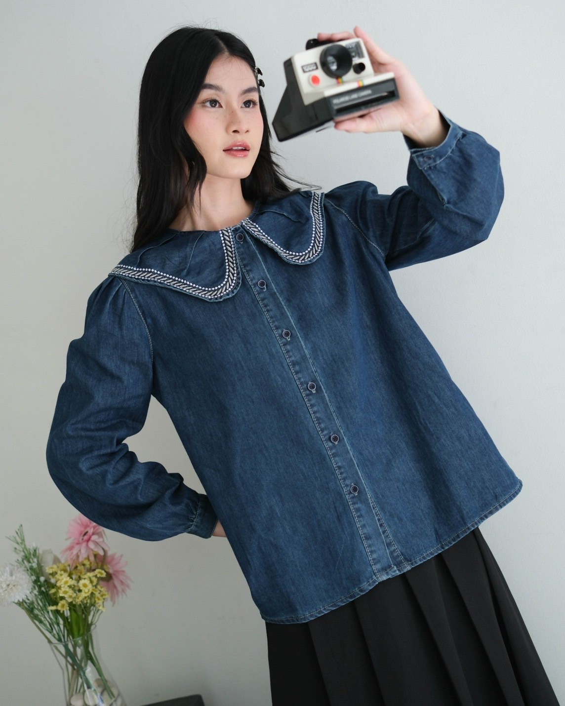Reane Denim Shirt Kode 225D Dark Blue - Image 2