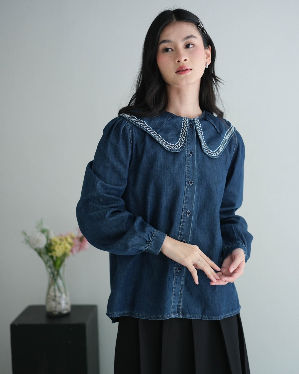 Reane Denim Shirt Kode 225D Dark Blue - Image 3