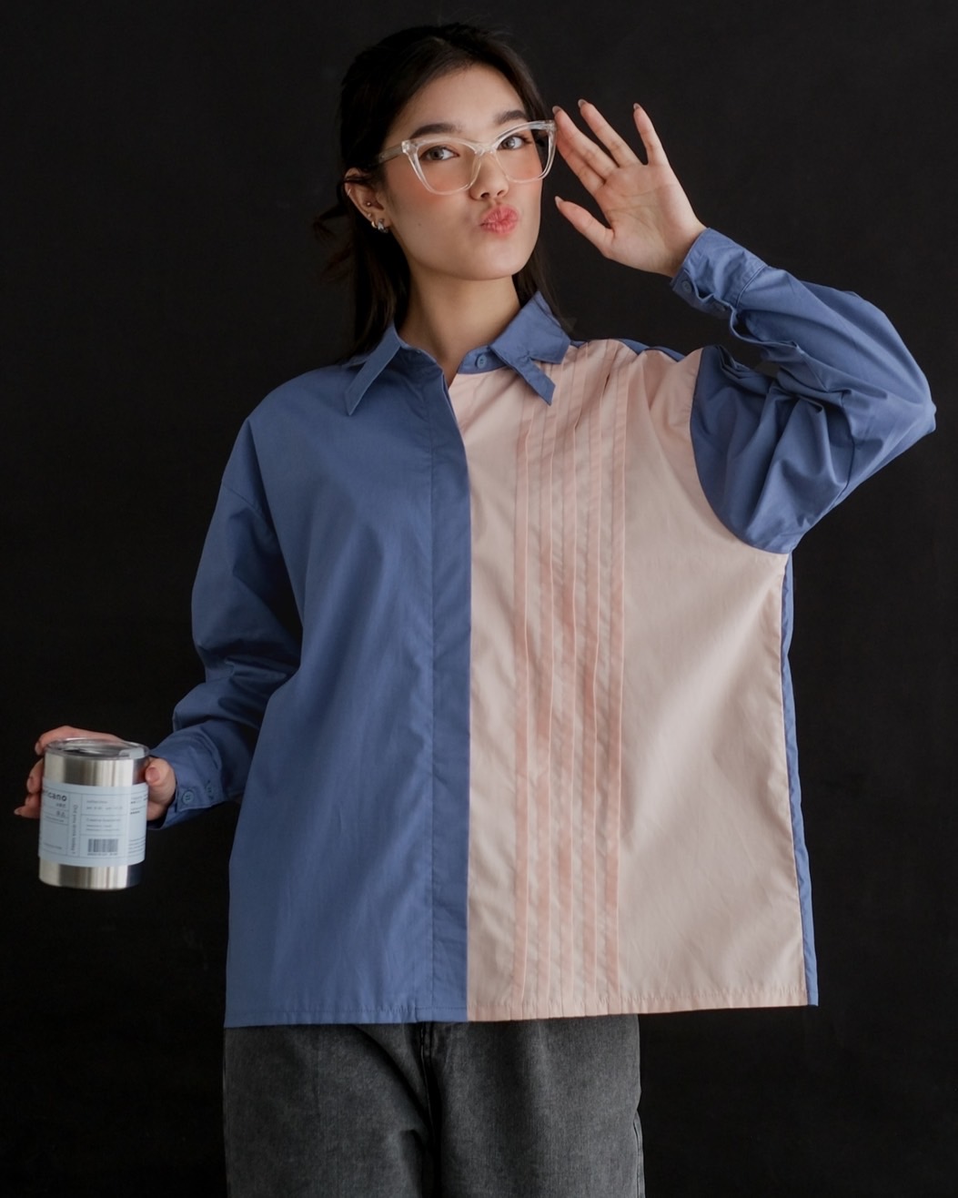 Hadley Shirt Blue-Pink