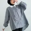Doskan Stripe Shirt Kode 1403 Misty Black - Image 2