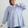 Doskan Stripe Shirt Kode 1403 Light Grey