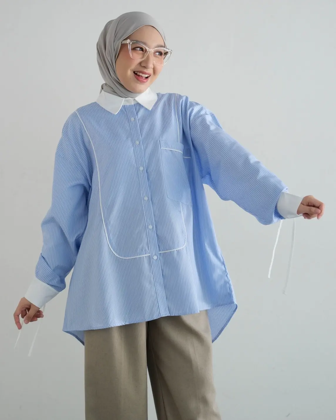 Doskan Stripe Shirt Kode 1403 Blue - Image 3