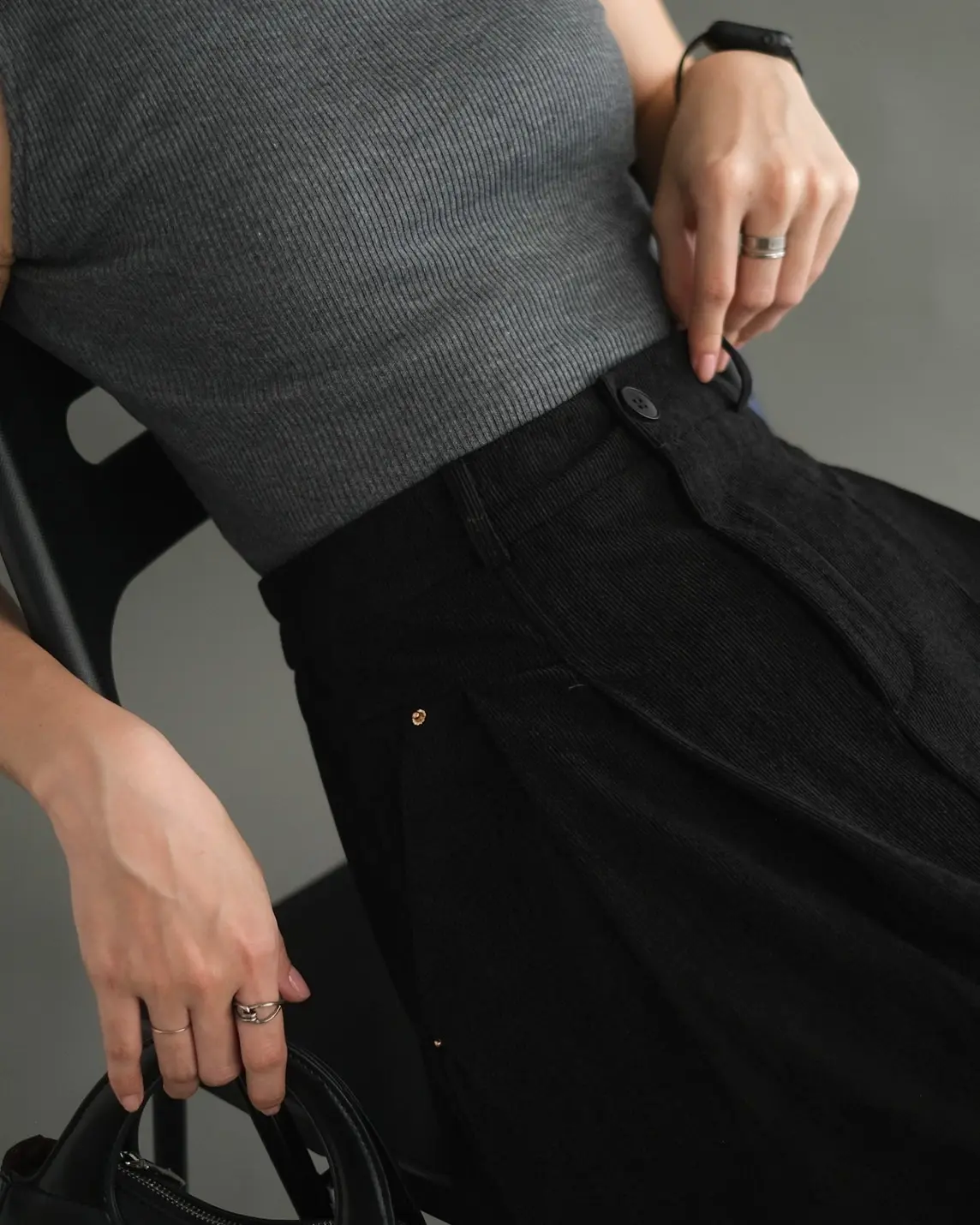 Ivelisa Corduroy Skirt Kode 6618 Black - Image 2