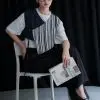 Jalfa Corduroy Vest Navy - Image 3