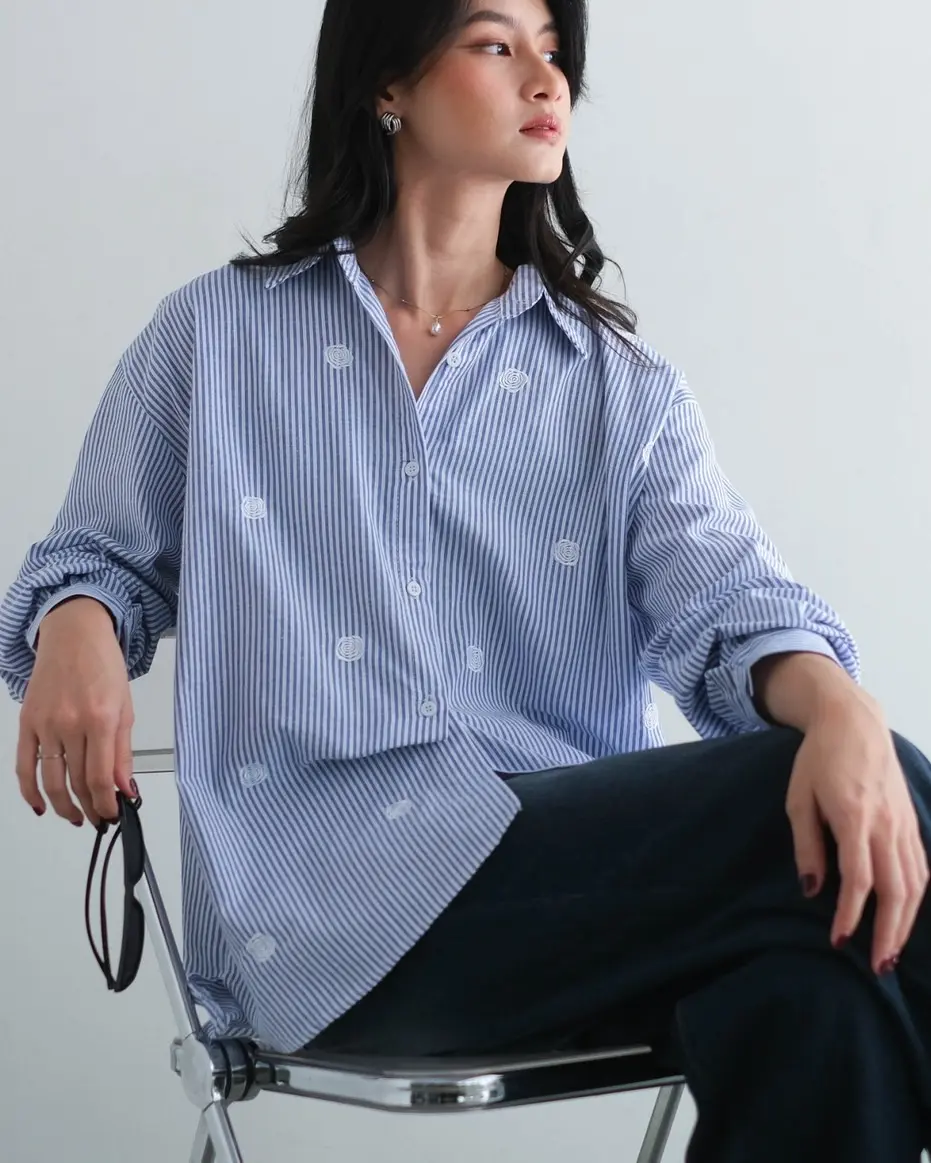 KAILENA STRIPE SHIRT KODE 14801 BLUE DENIM - Image 3