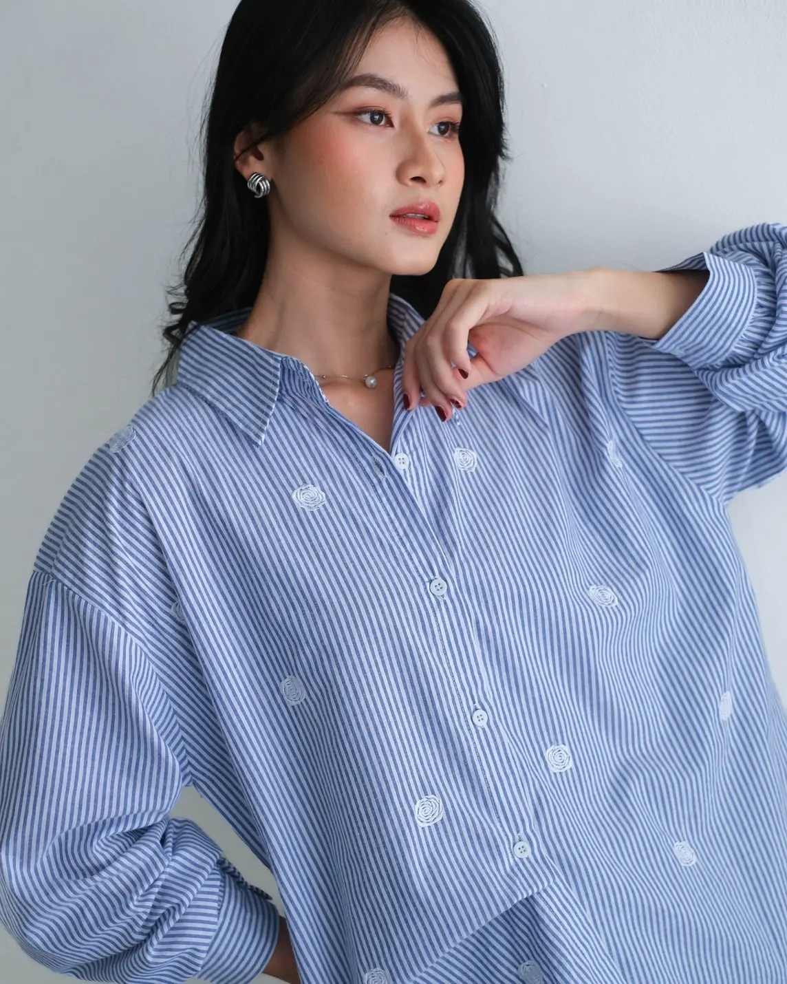 KAILENA STRIPE SHIRT KODE 14801 BLUE DENIM - Image 2