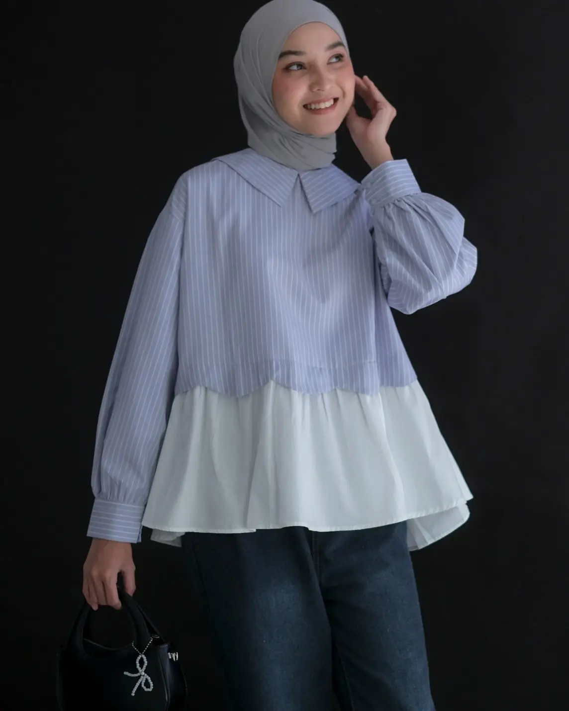 Nore Stripe Longsleeve Kode 1404 Light Grey