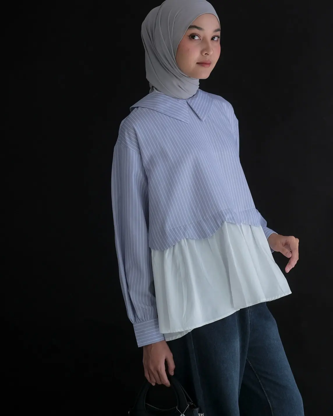Nore Stripe Longsleeve Kode 1404 Light Grey - Image 3