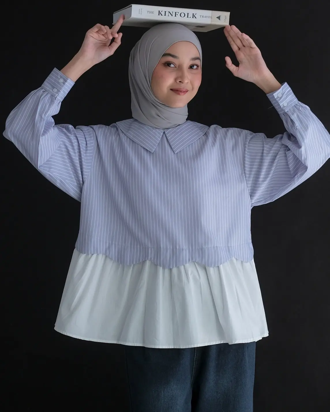 Nore Stripe Longsleeve Kode 1404 Light Grey - Image 2
