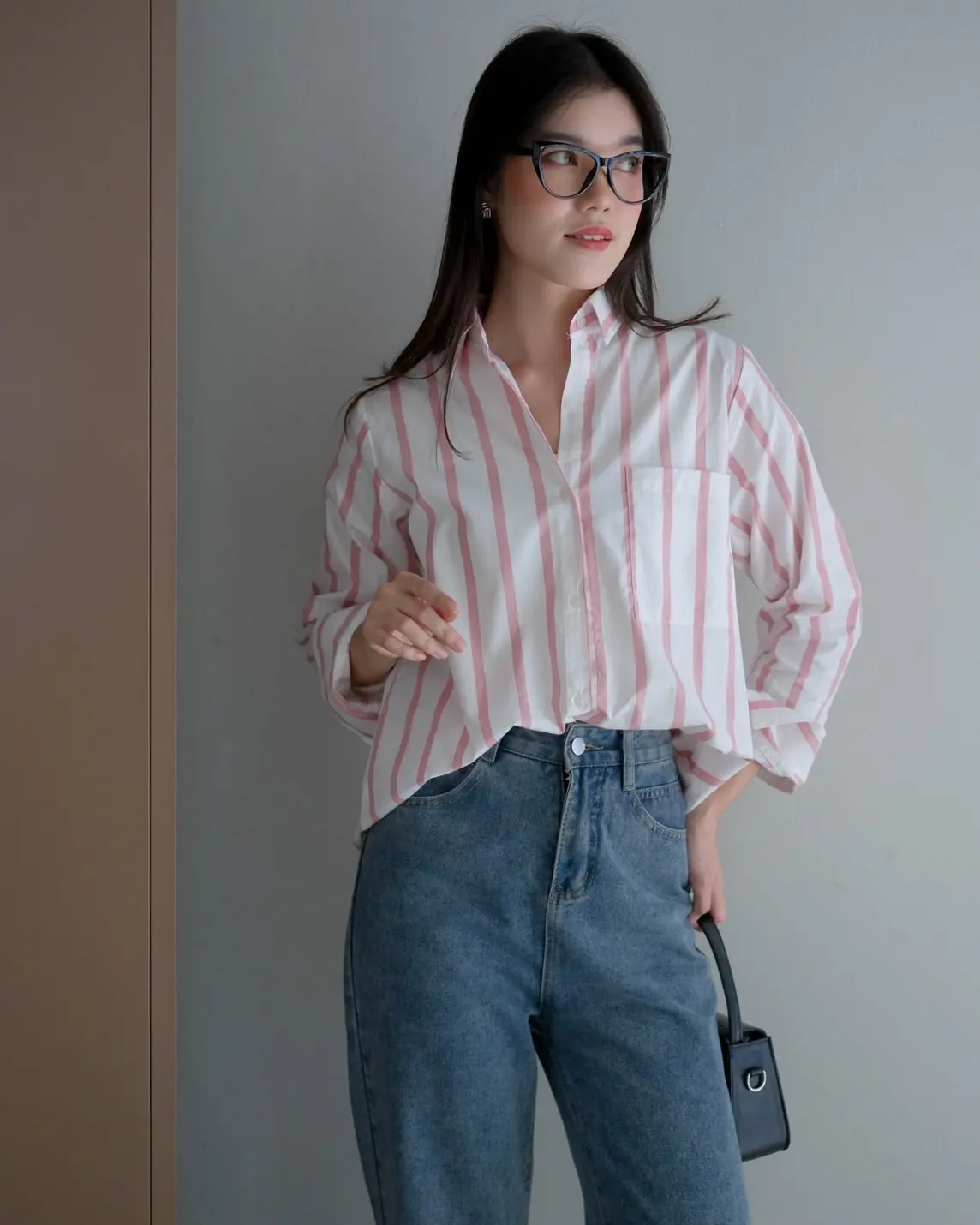 Oriela Stripe Shirt Kode Mr 1655 Pink - Image 2
