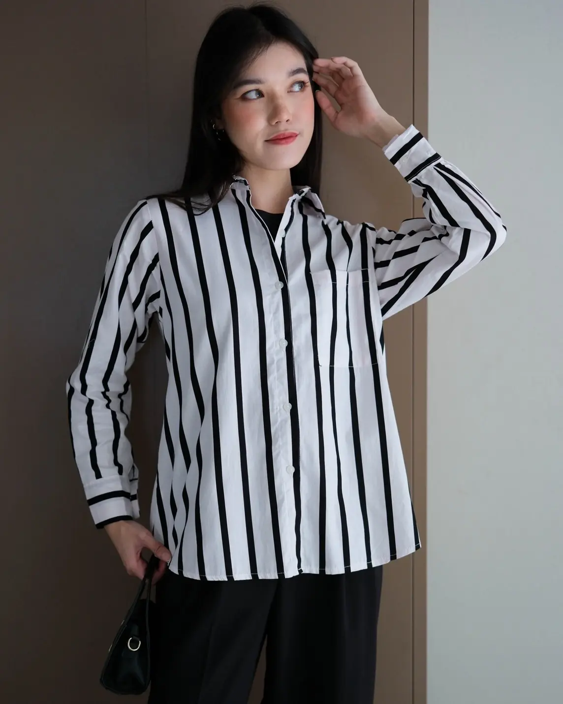 Oriela Stripe Shirt Kode Mr 1655 Black