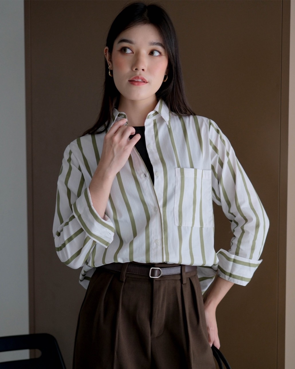 Oriela Stripe Shirt Kode Mr 1655 Green - Image 2