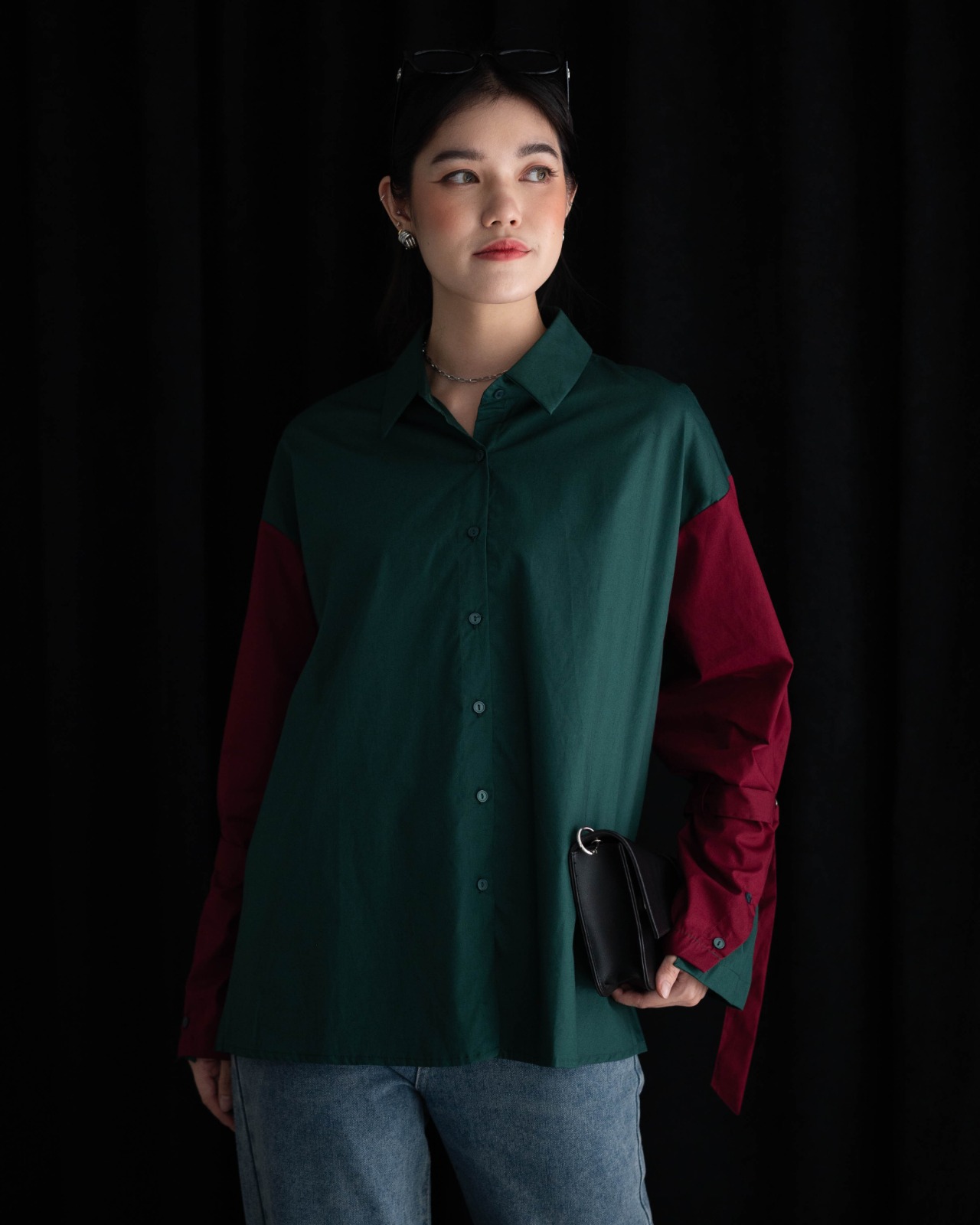 Nimamo Shirt Kode 20290 Glass Green - Maroon