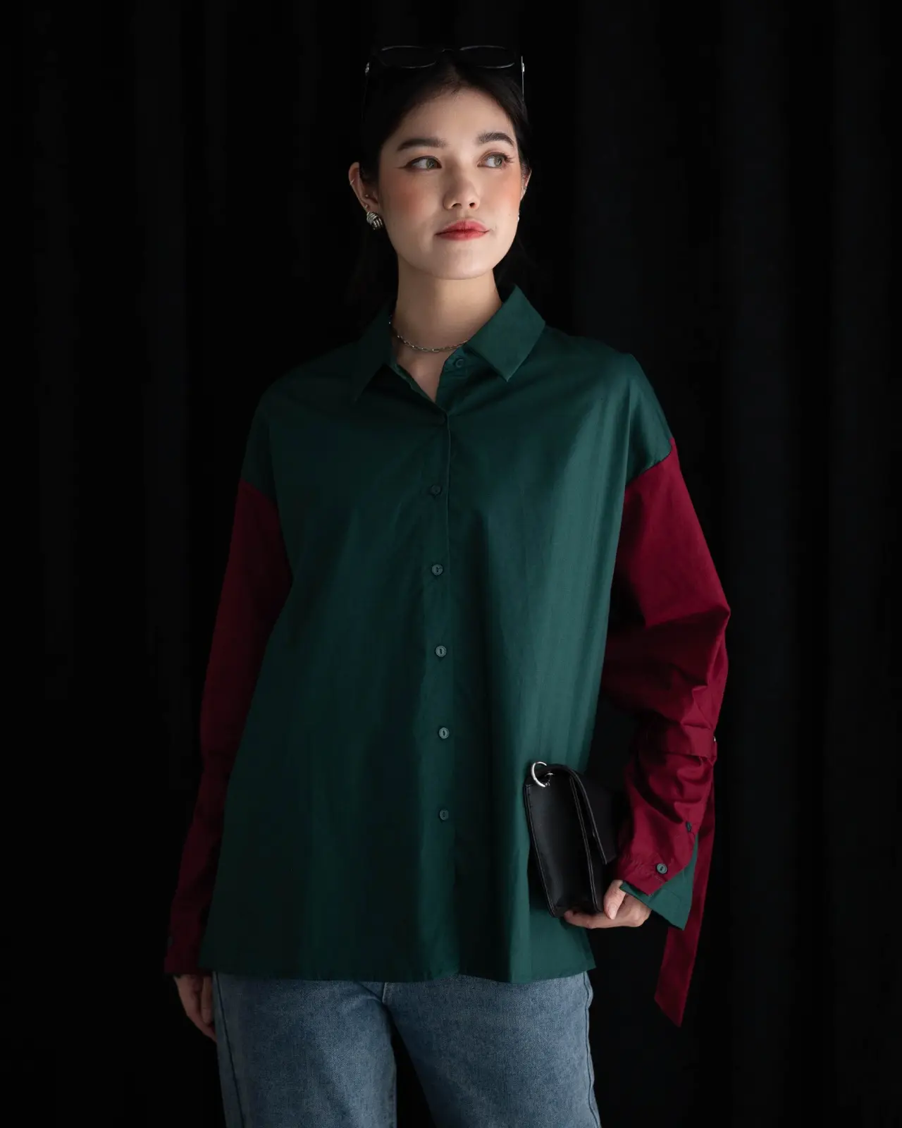 Nimamo Shirt Kode 20290 Glass Green - Maroon
