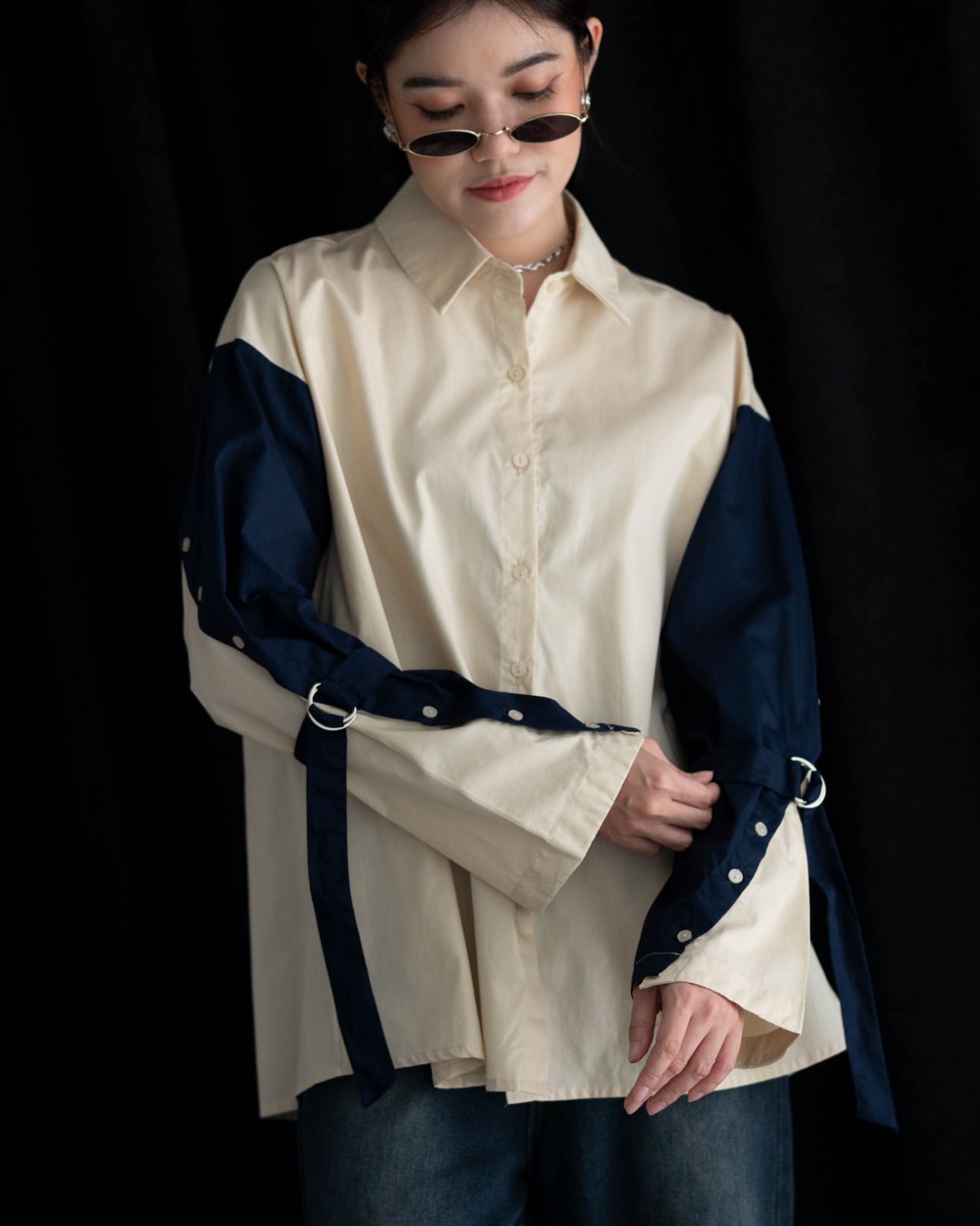 Nimamo Shirt Kode 20290 Cream-Navy - Image 2