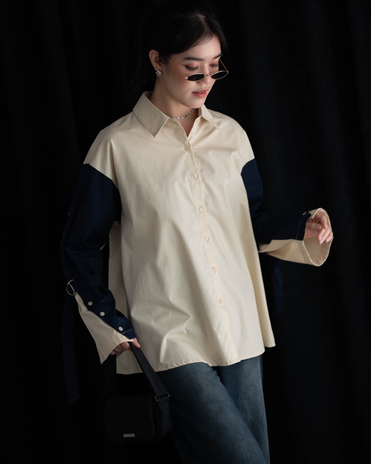 Nimamo Shirt Kode 20290 Cream-Navy
