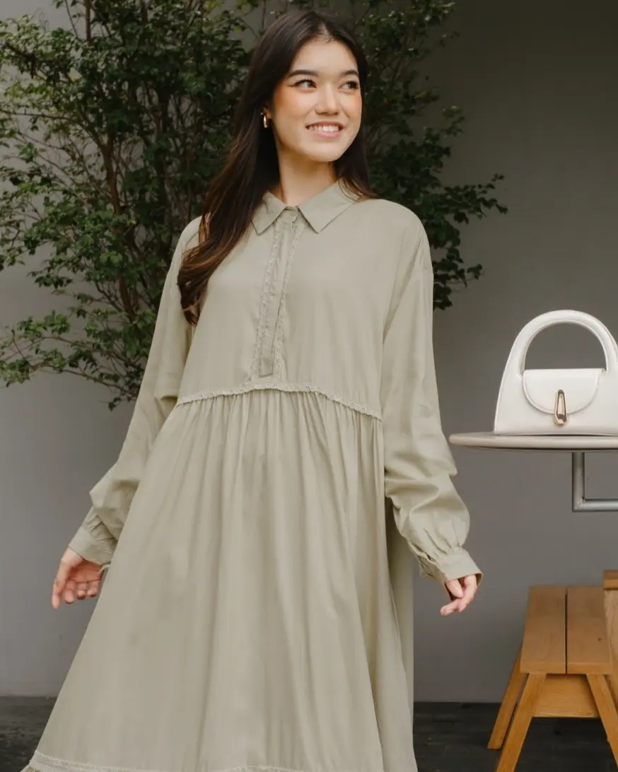 Zalwah Maxi Dress Kode 1407 Light Sage - Image 2