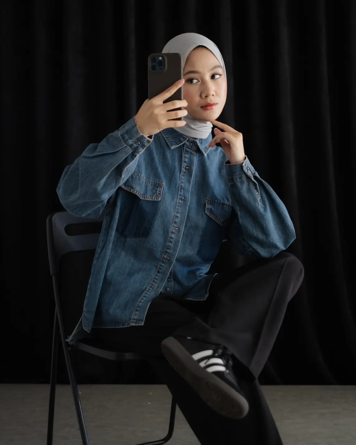 Alisya Denim Shirt Kode 224D Medium Blue