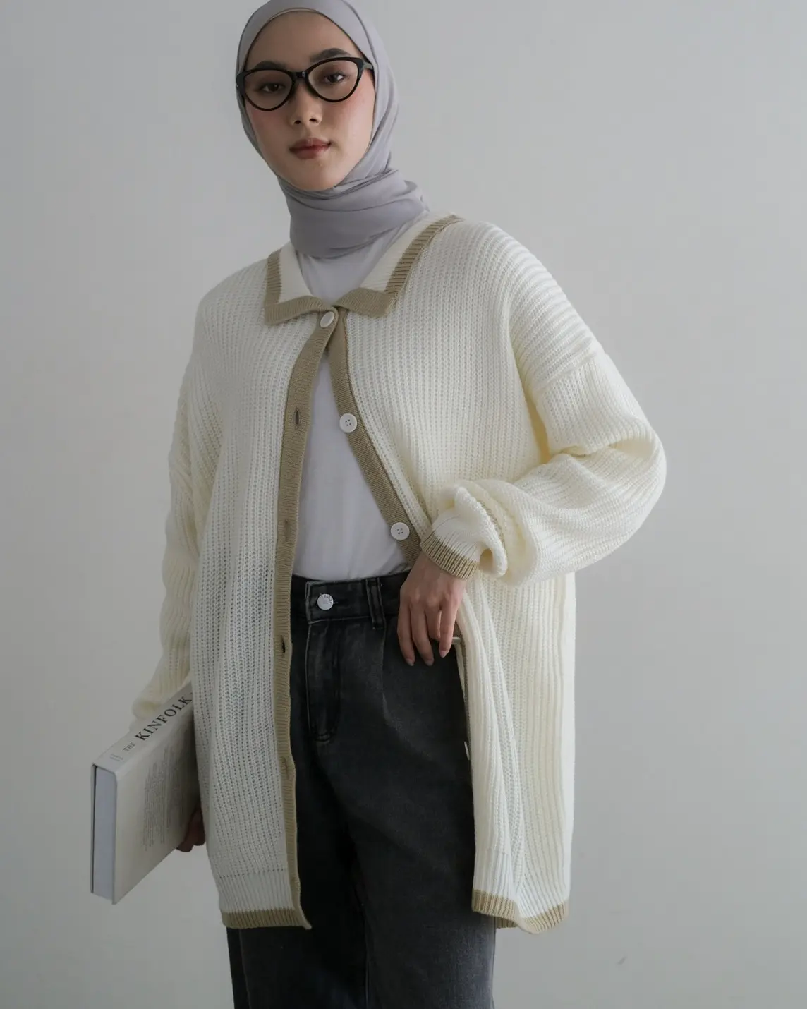 ELINE CARDI BROKEN WHITE
