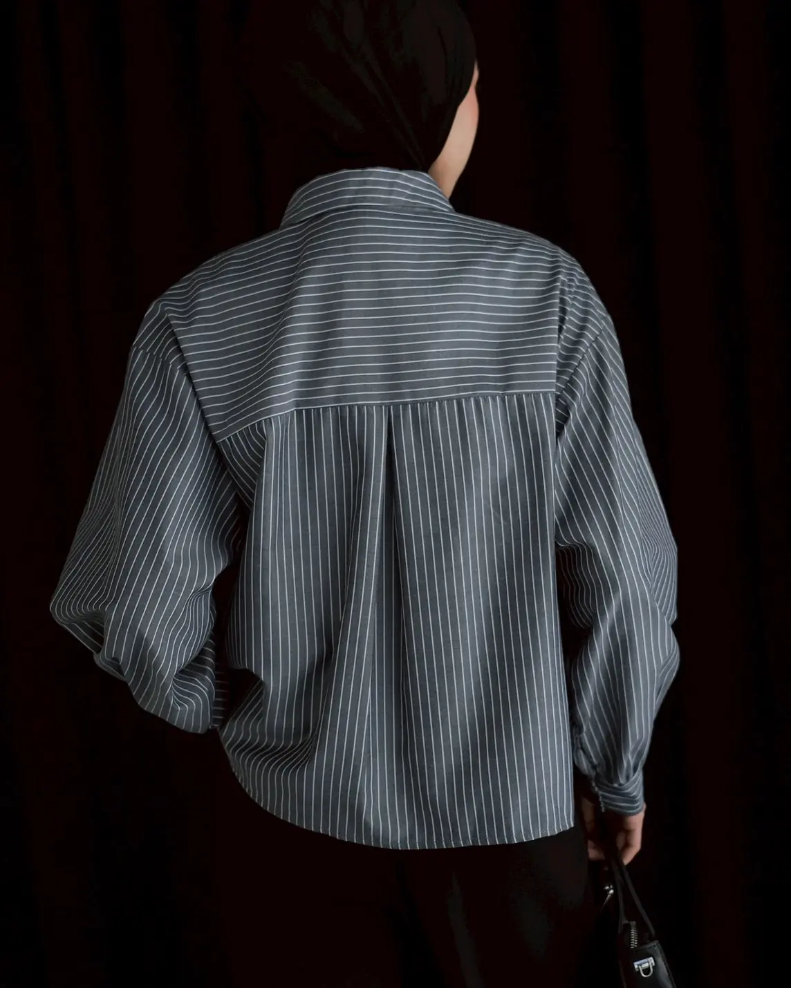 Allen Stripe Shirt Kode 20328 Misty Black - Image 3