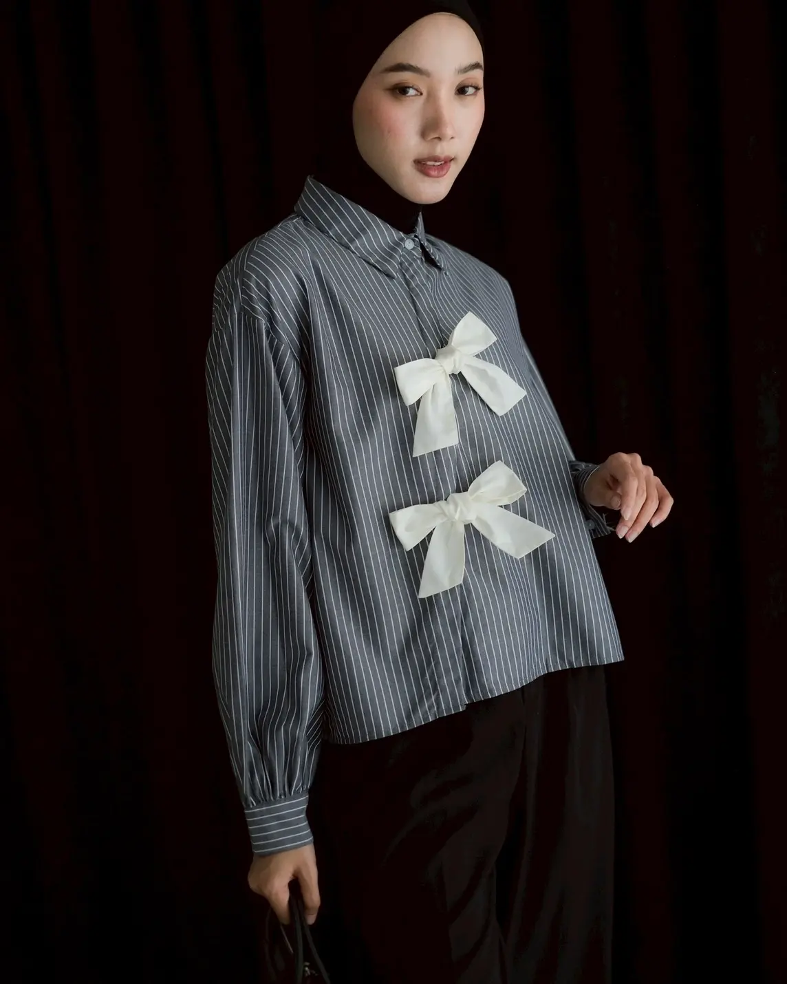Allen Stripe Shirt Kode 20328 Misty Black - Image 2