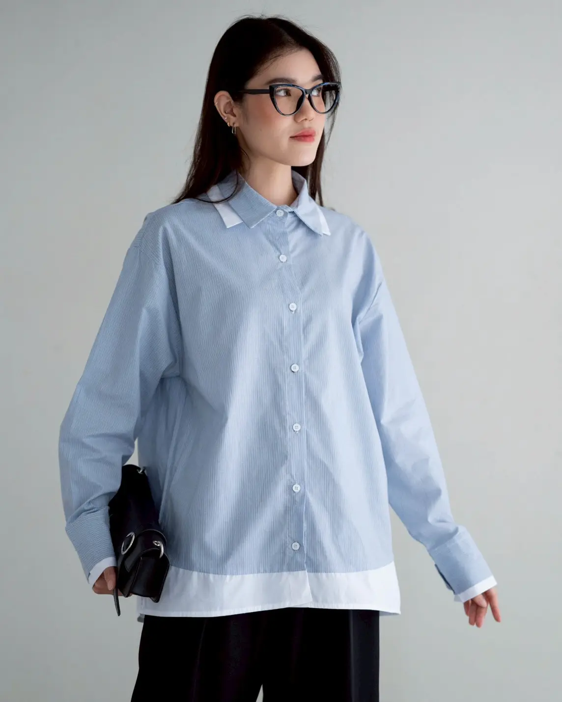 Inori Stripe Shirt Kode Lm 4799 Blue Stripe Small - Image 2