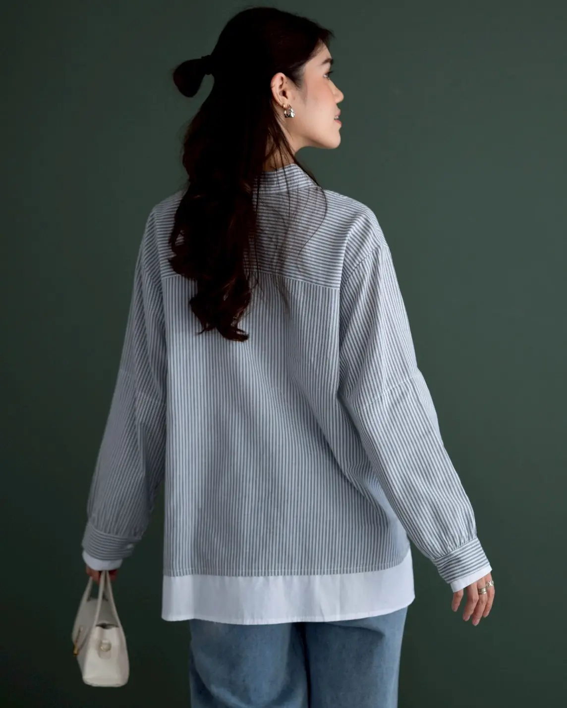 Farzia Stripe Shirt Kode 70667 Grey - Image 3