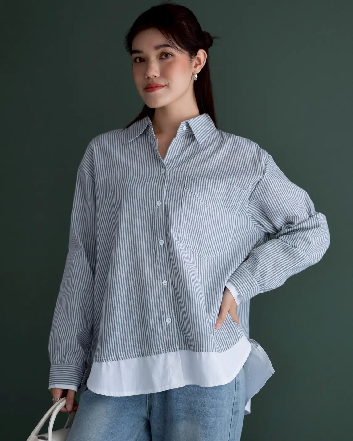 Farzia Stripe Shirt Kode 70667 Grey