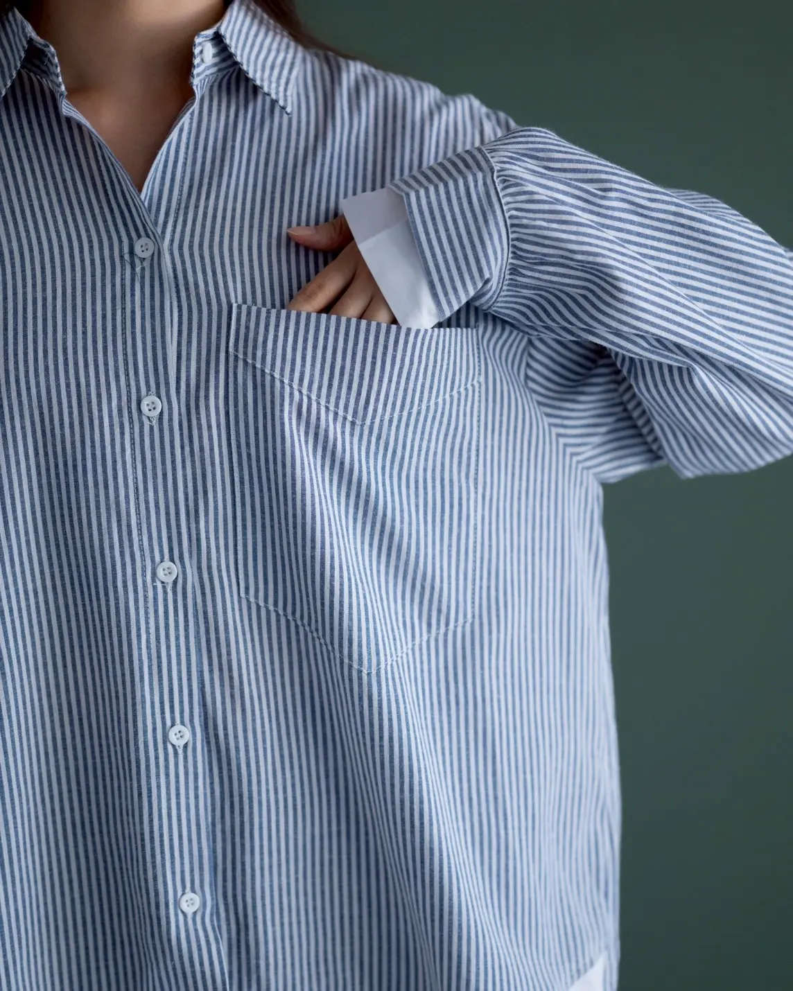 Farzia Stripe Shirt Kode 70667 Blue Denim - Image 3