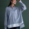 Farzia Stripe Shirt Kode 70667 Blue Denim
