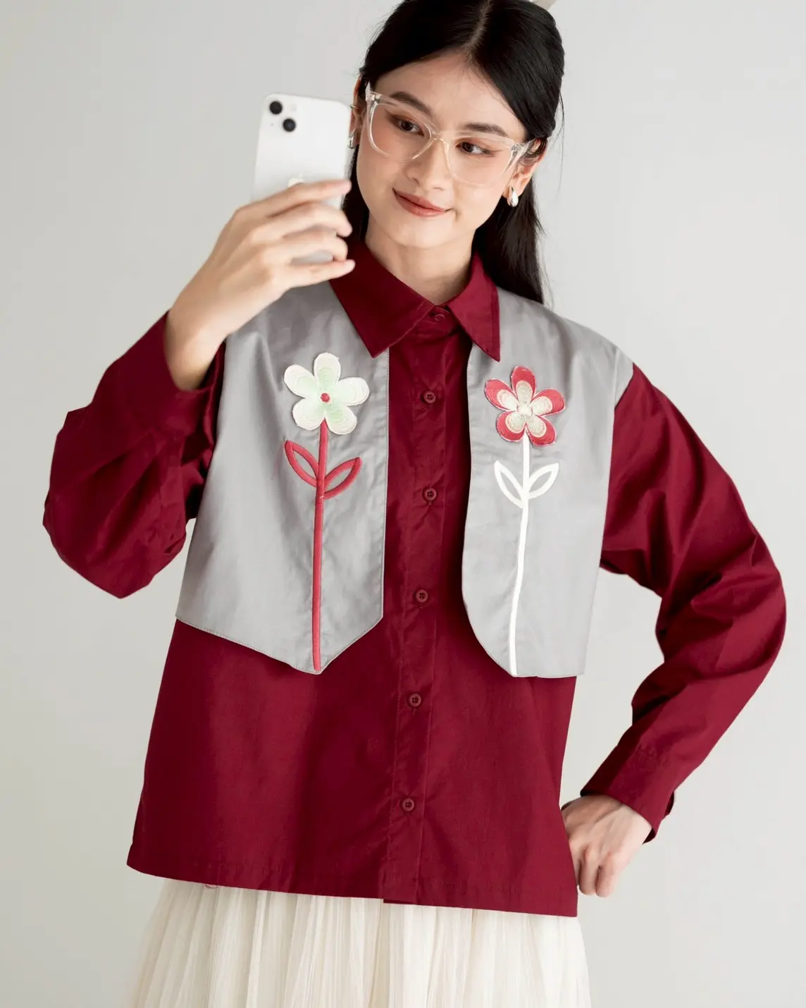 Sofia Shirt Maroon - Image 3