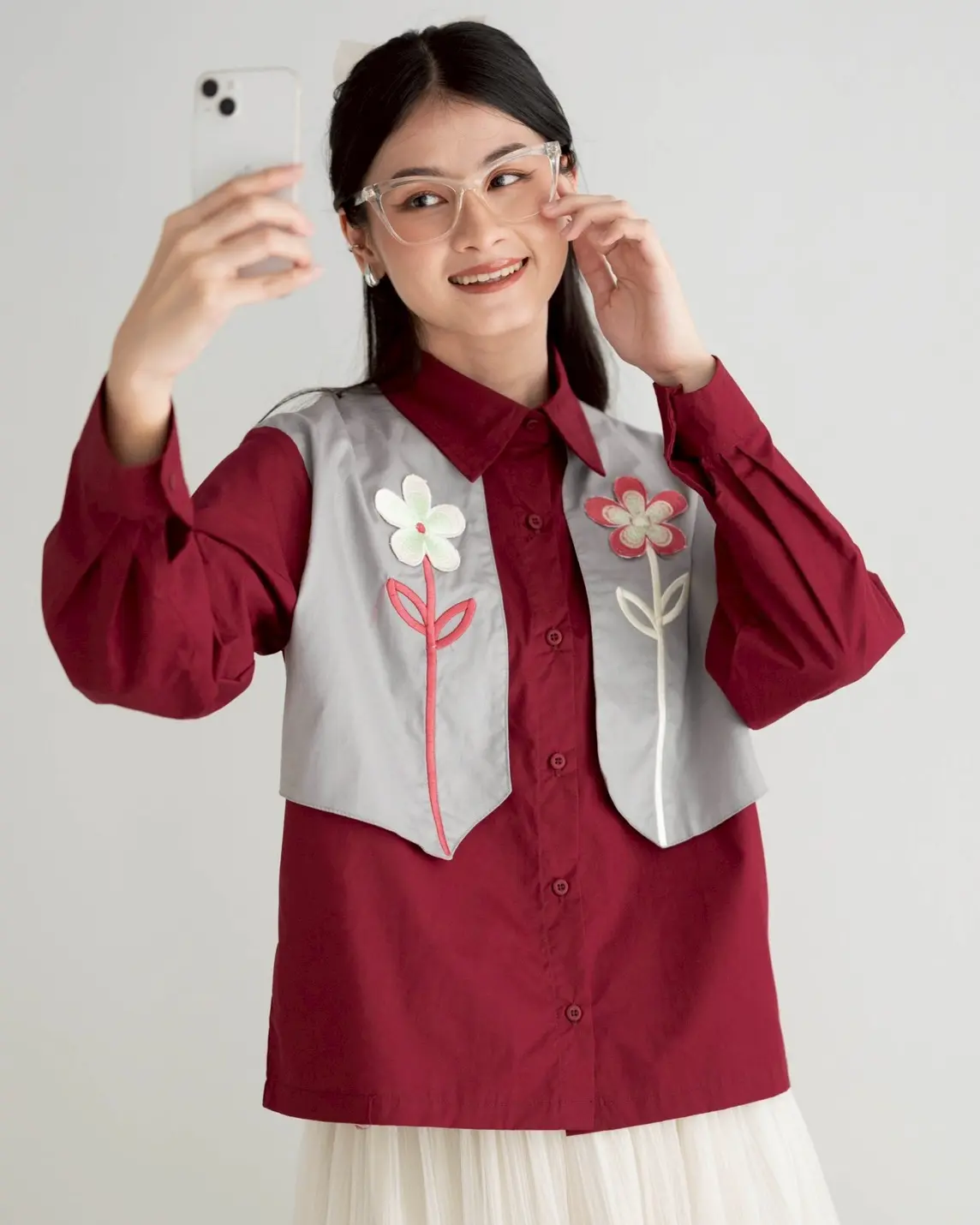 Sofia Shirt Maroon - Image 2