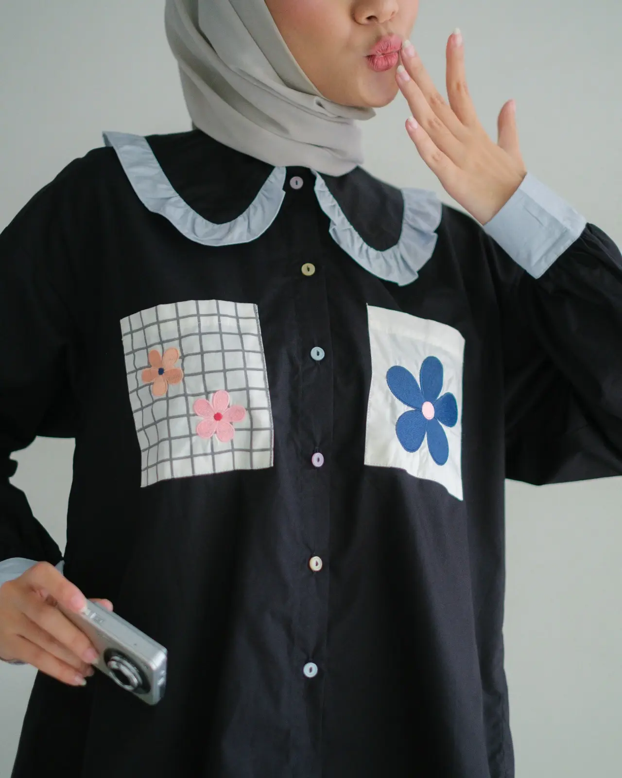 Audre Shirt Kode 1408 Black-Grey - Image 3