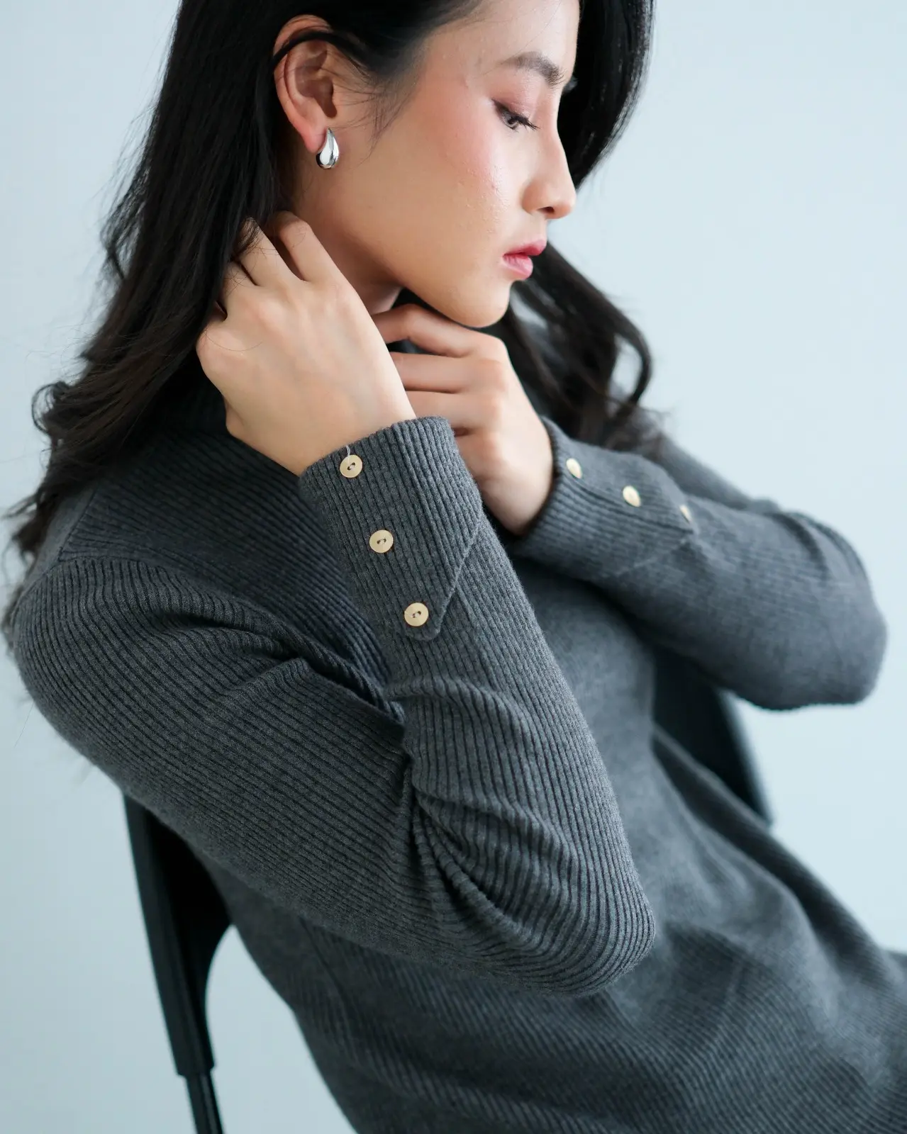 Chaifa Turtleneck Longsleeve Kode 43D Dark Grey - Image 4