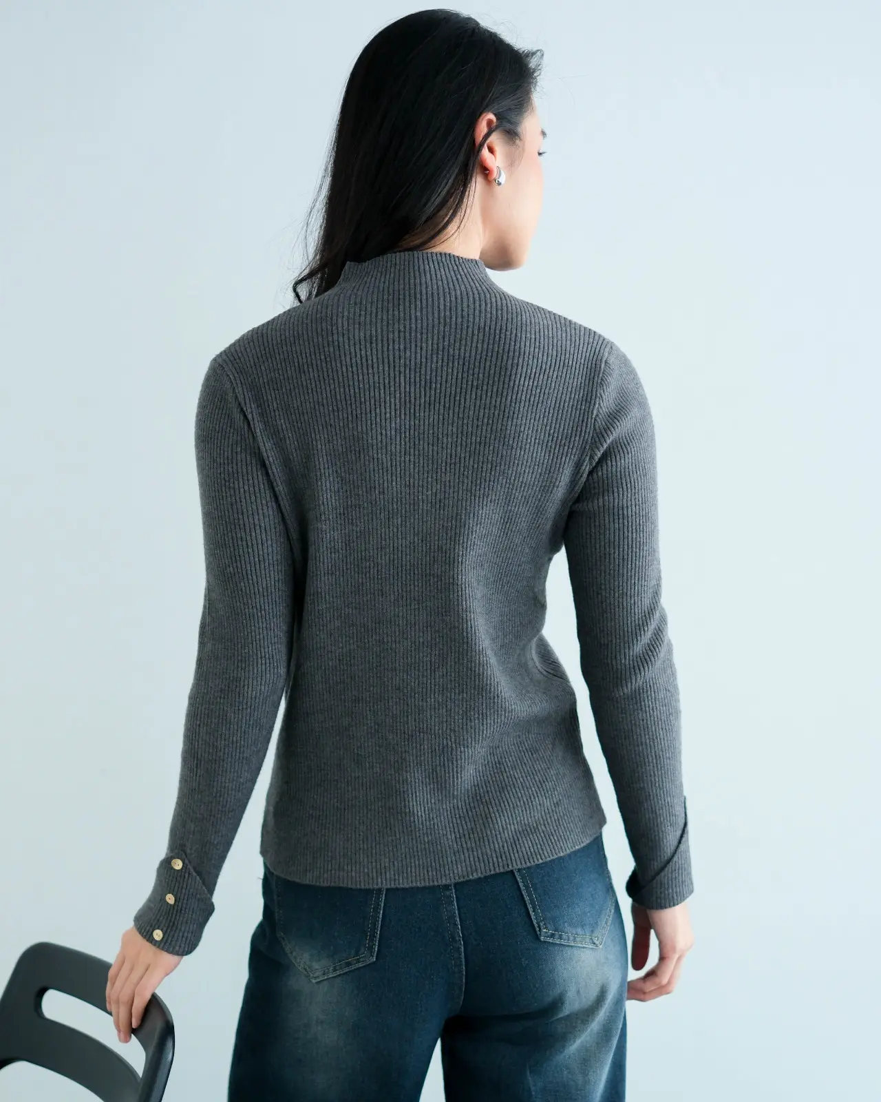 Chaifa Turtleneck Longsleeve Kode 43D Dark Grey - Image 5