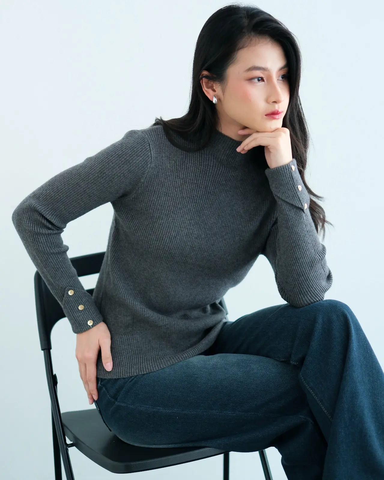 Chaifa Turtleneck Longsleeve Kode 43D Dark Grey - Image 3