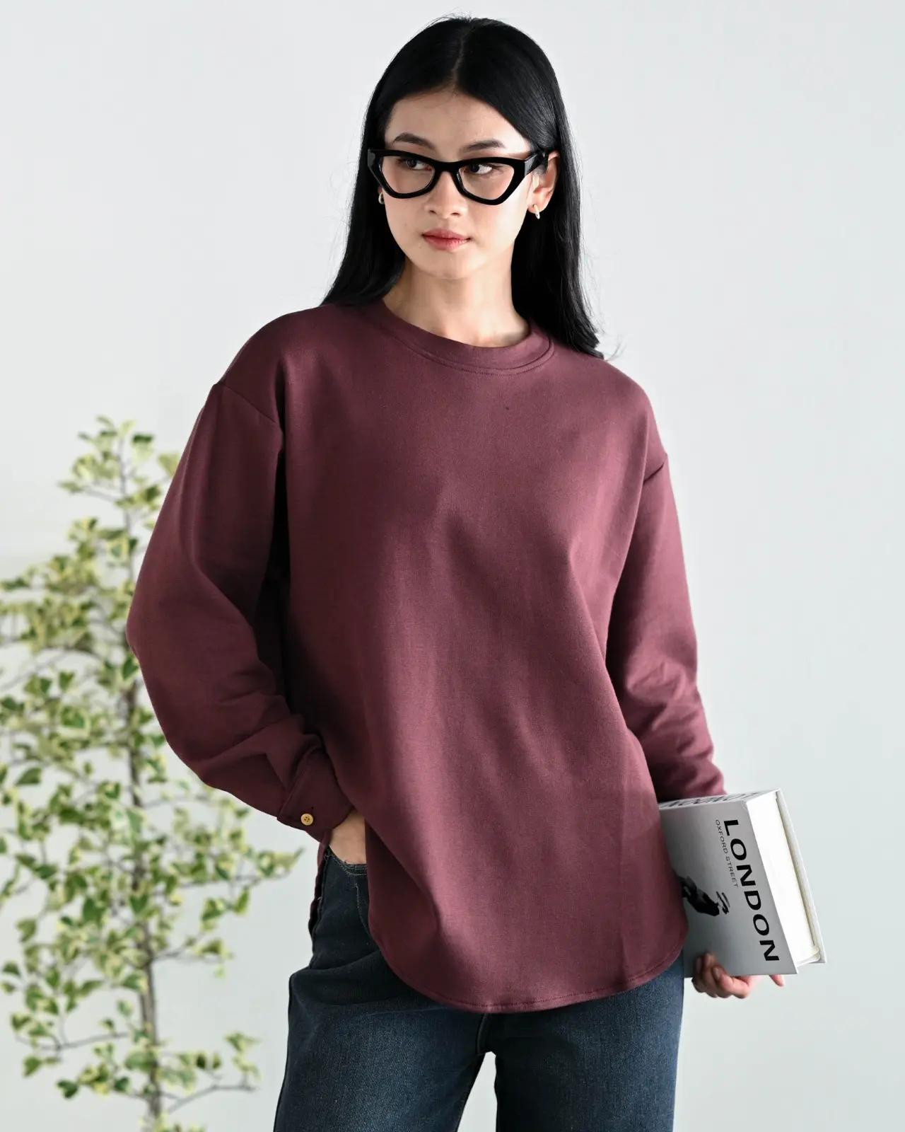 Farida Longsleeve Kode 4239 Burgundy - Image 2