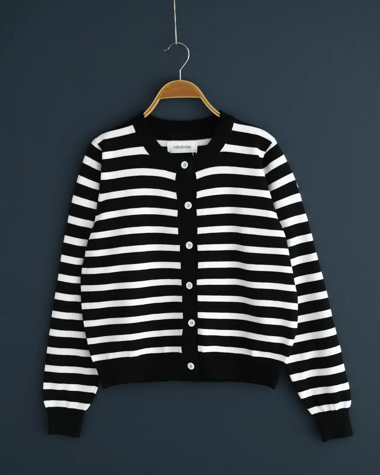 Emera Stripe Cardi Black