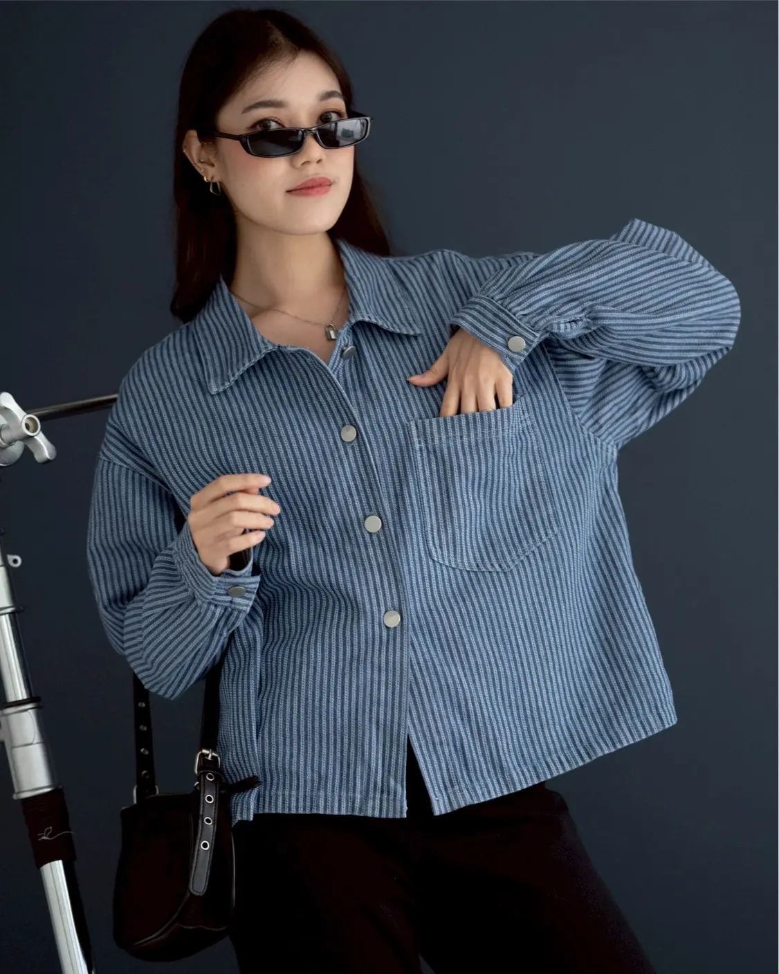 Qahira Denim Jacket Kode 305F Dark Blue