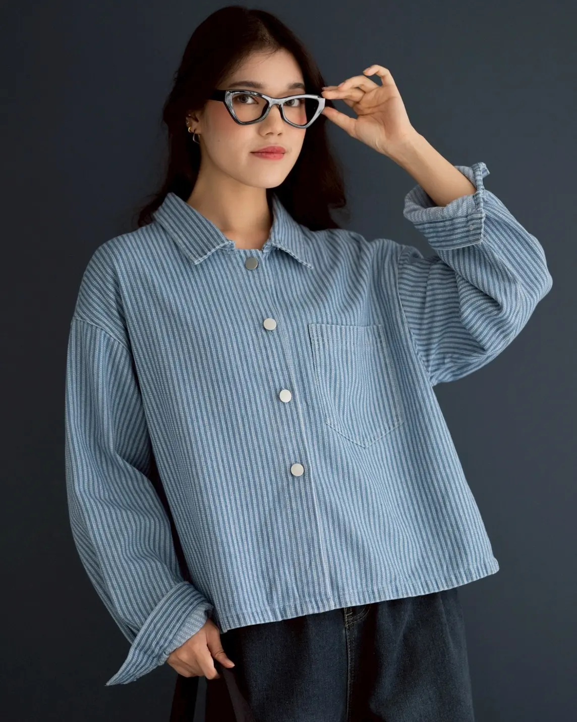 Qahira Denim Jacket Kode 305F Light Blue