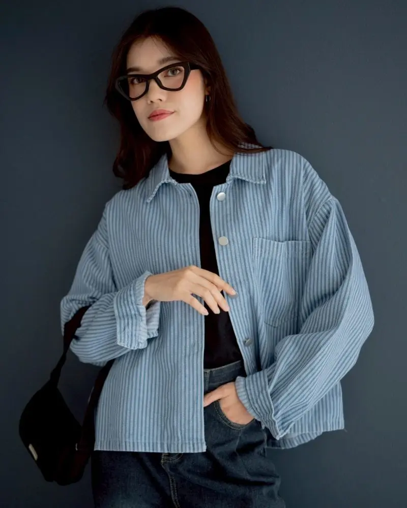 Alternative view of Qahira Denim Jacket Kode 305F Light Blue