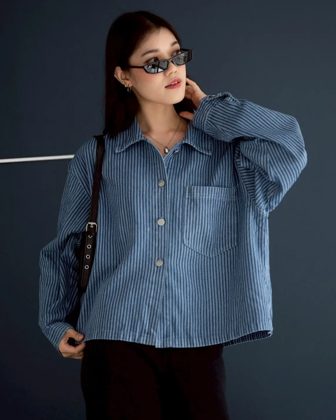 Qahira Denim Jacket Kode 305F Dark Blue - Image 2