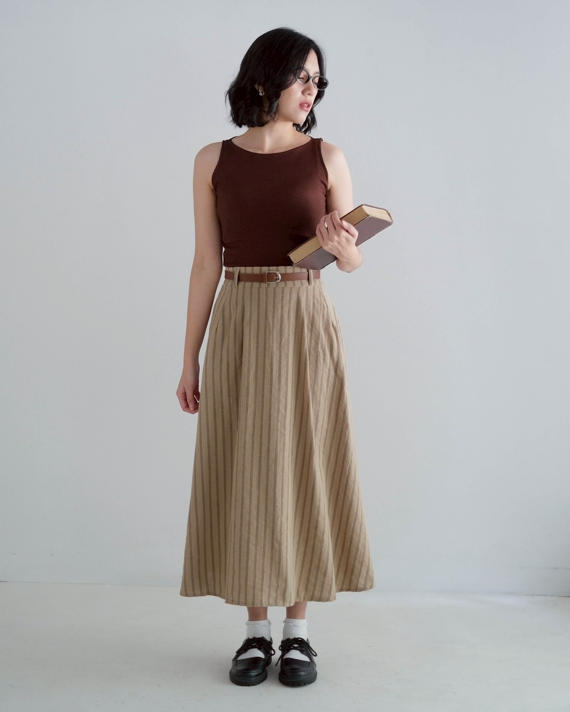 Diora Stripe Skirt Kode 19596 Khaki