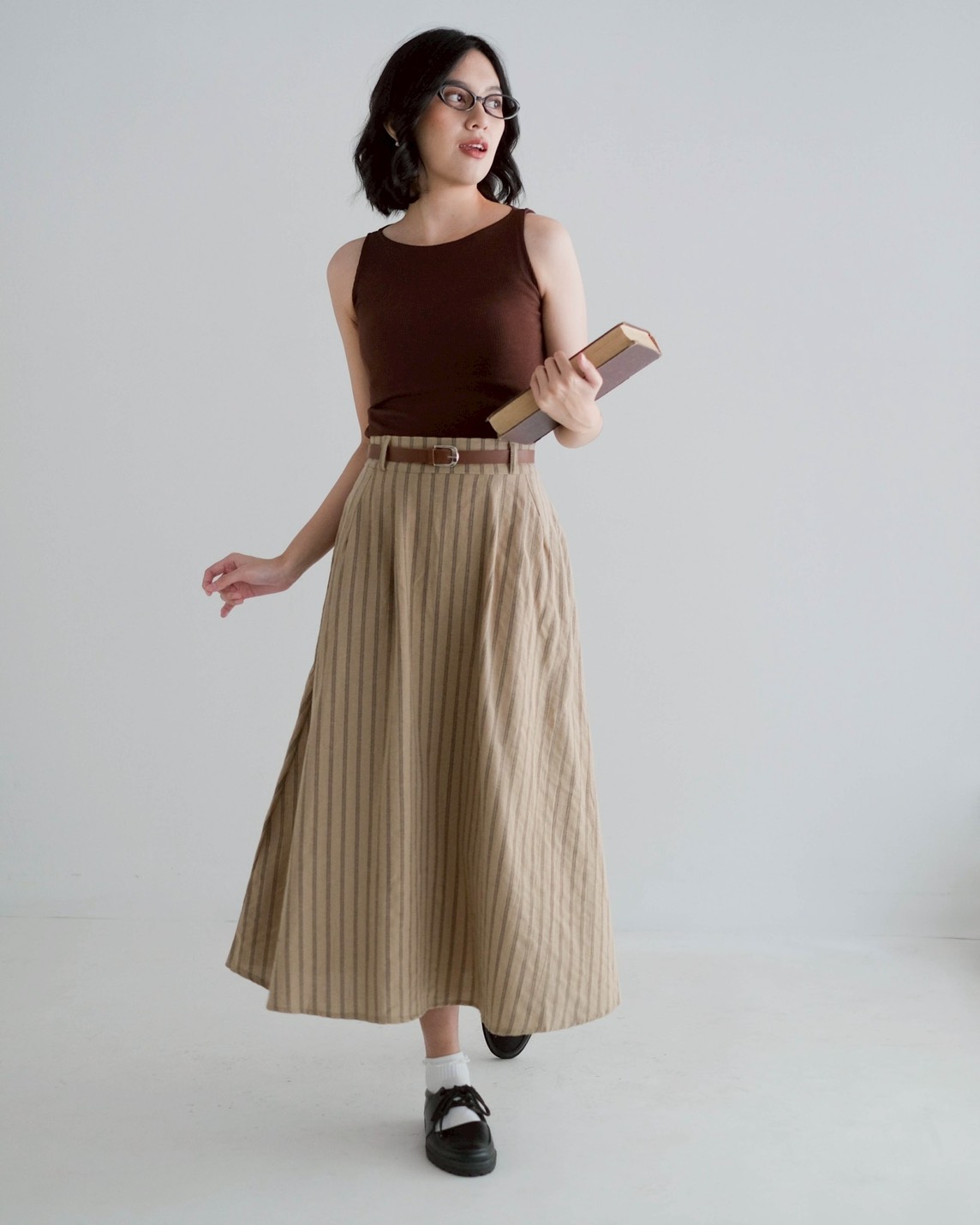 Diora Stripe Skirt Kode 19596 Khaki - Image 2
