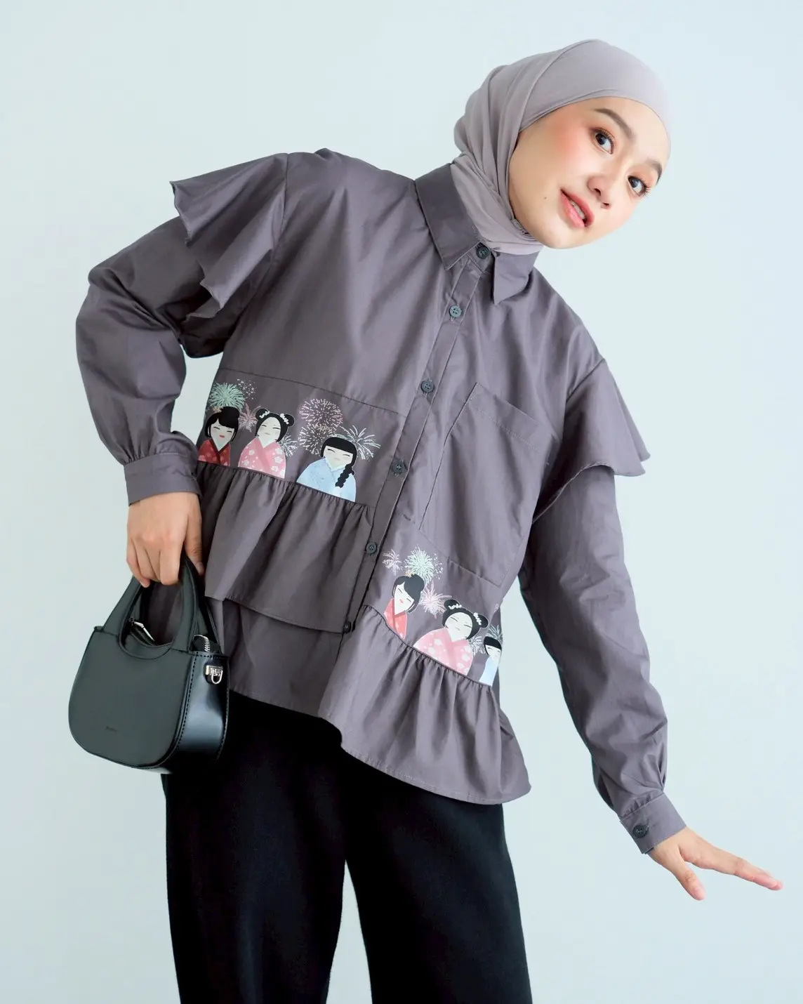 Ayame Shirt Dark Grey - Image 2