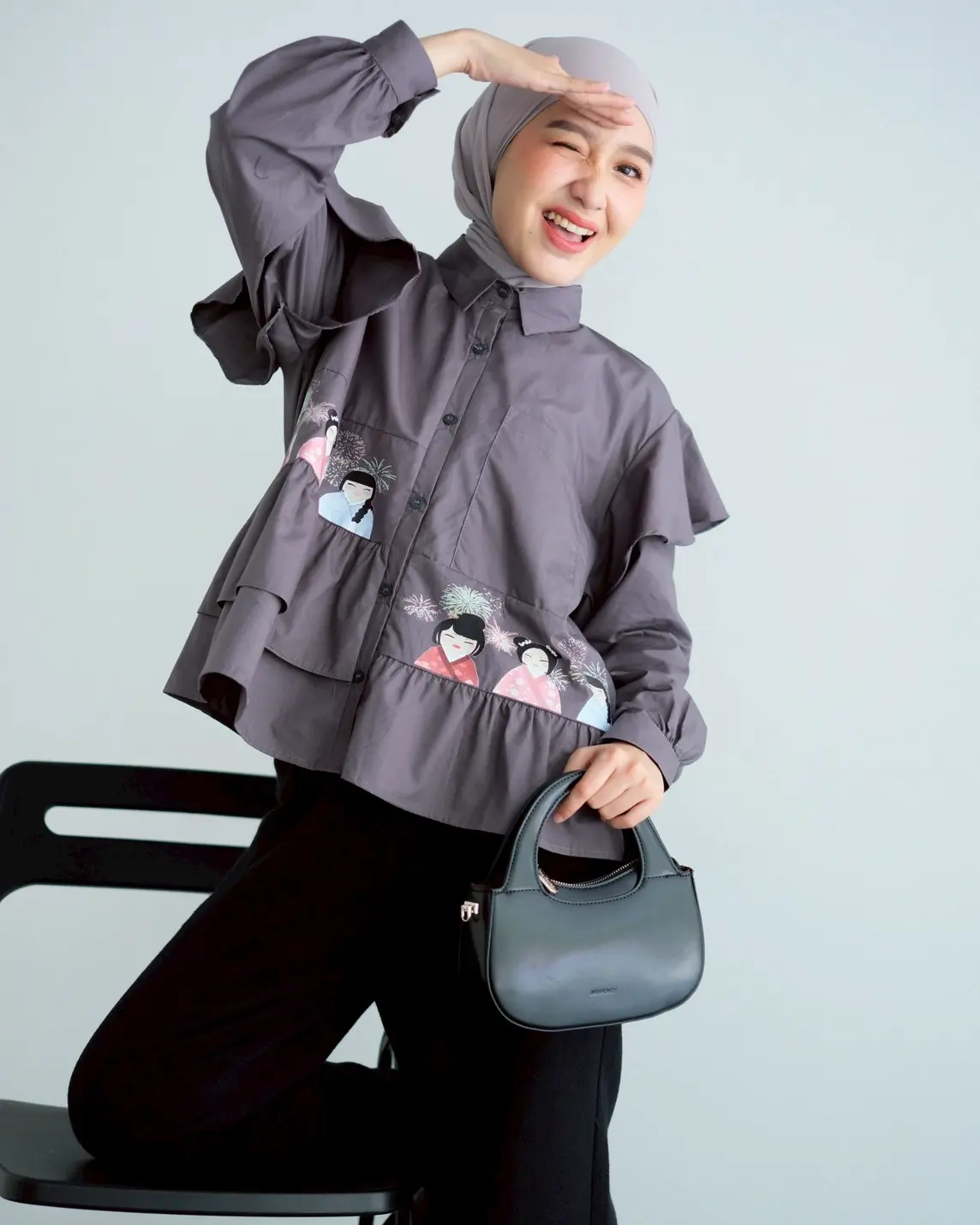 Ayame Shirt Dark Grey - Image 3