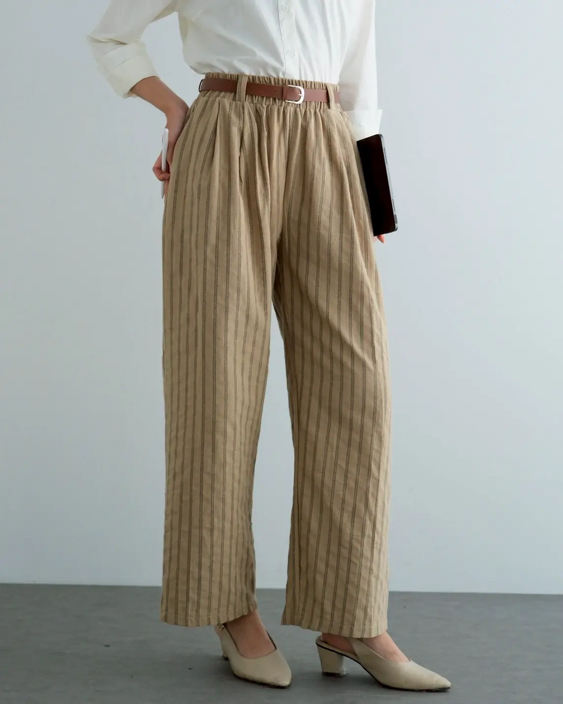 Bevin Stripe Pants Kode 70753 Khaki - Image 2