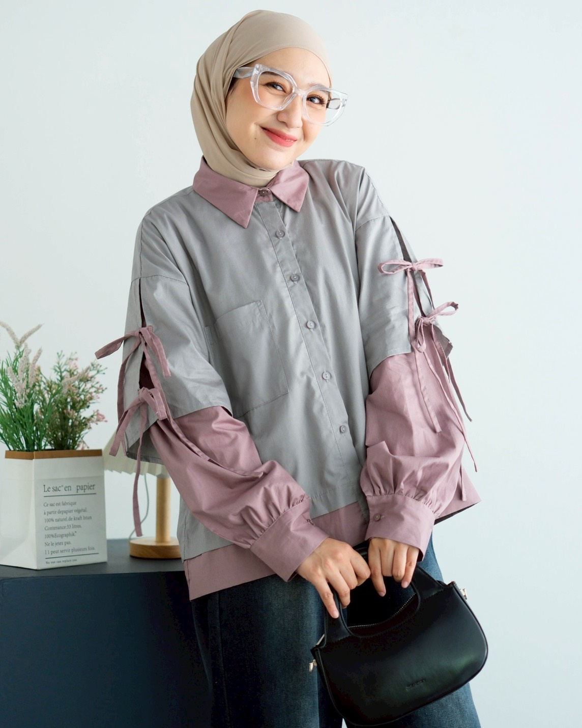 Jinju Shirt Kode 20289 Grey-Mauve
