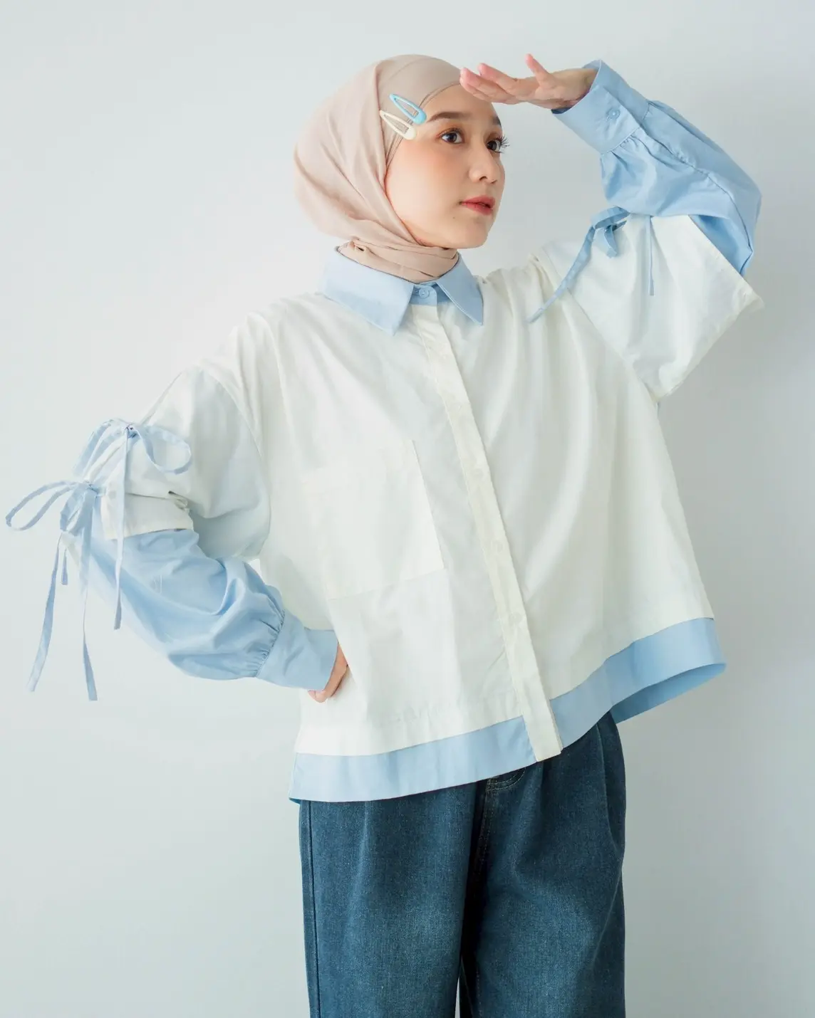 Jinju Shirt Kode 20289 Broken White-Blue - Image 2